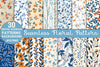 Orange & Blue Floral Pattern Clipart Bundle