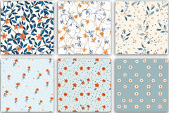 Orange & Blue Floral Pattern Clipart Bundle - CraftNest - Digital Crafting and Art