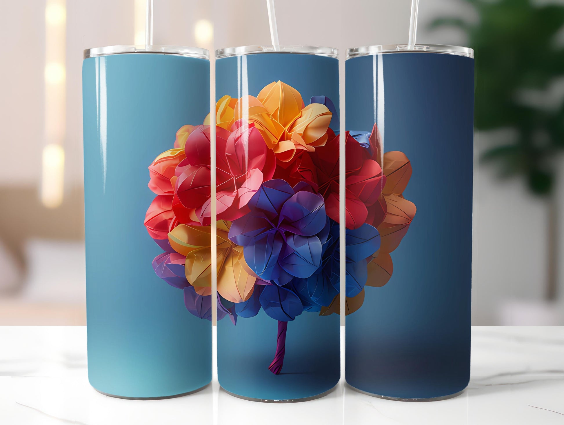 Origami Flowers Tumbler Wrap - CraftNest - Digital Crafting and Art