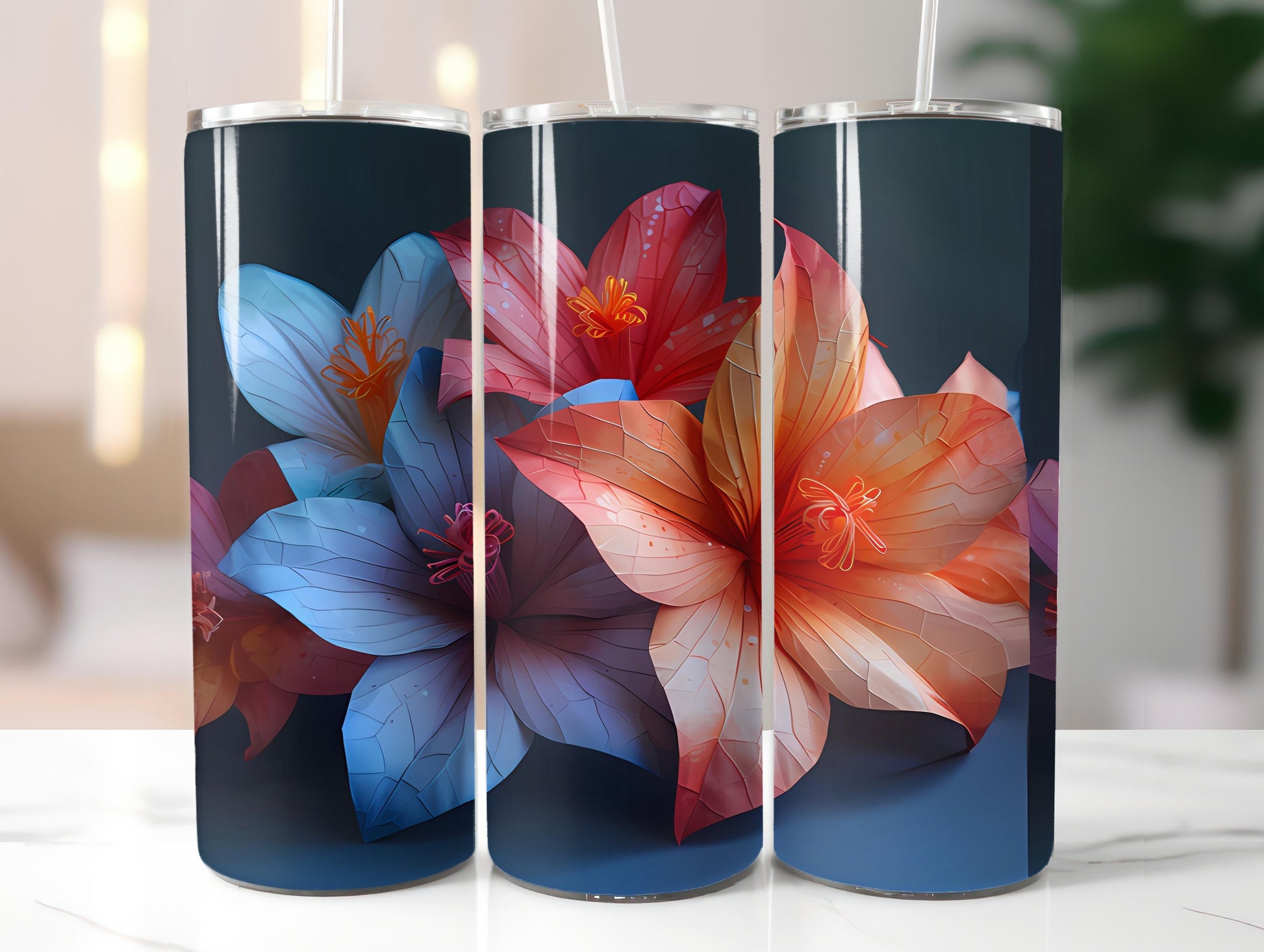 Origami Flowers Tumbler Wrap - CraftNest - Digital Crafting and Art