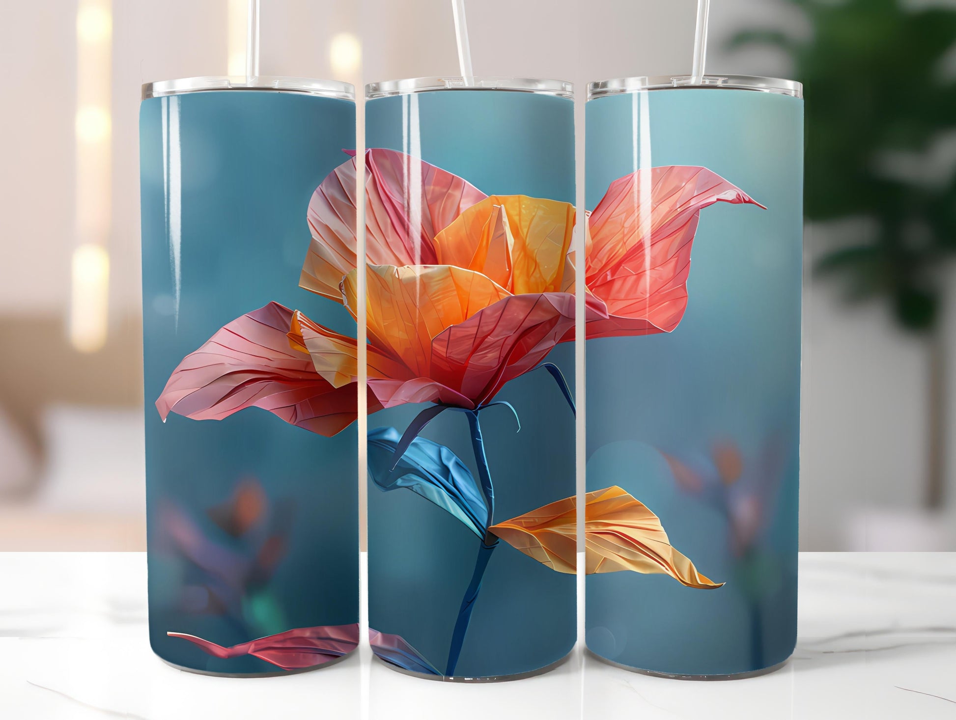 Origami Flowers Tumbler Wrap - CraftNest - Digital Crafting and Art