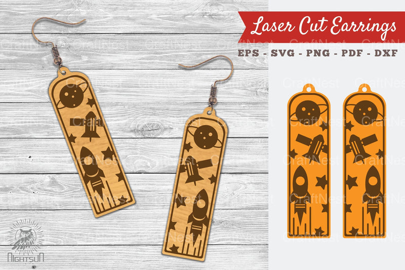 Outer Space Laser Cut Earrings SVG Bundle - CraftNest - Digital Crafting and Art