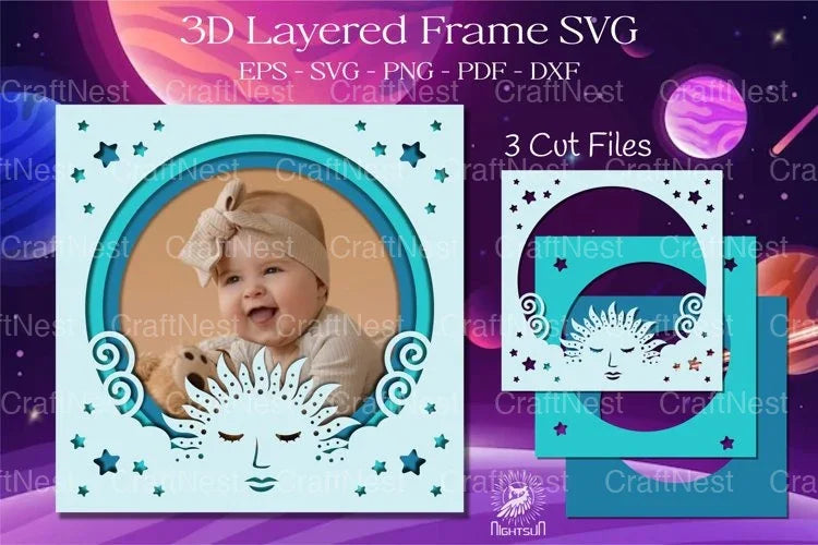 Outer Space Layered Frame SVG Bundle - CraftNest - Digital Crafting and Art