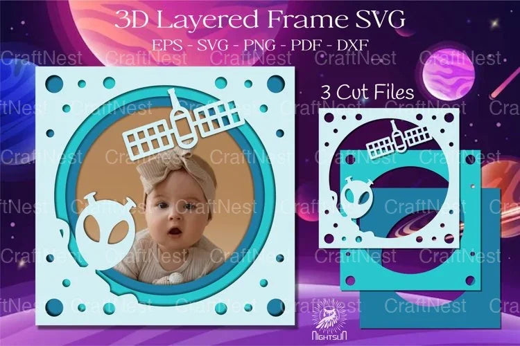 Outer Space Layered Frame Clipart Bundle - CraftNest - Digital Crafting and Art