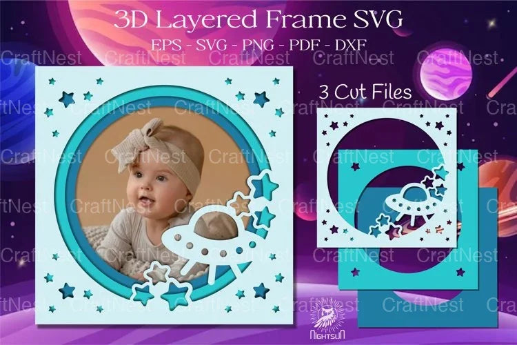 Outer Space Layered Frame SVG Bundle - CraftNest - Digital Crafting and Art