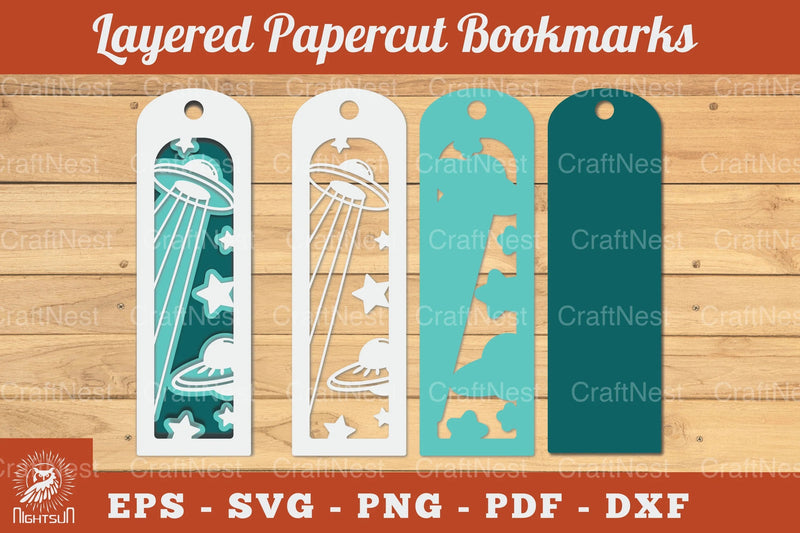 Outer Space Papercut Bookmark SVG Bundle - CraftNest - Digital Crafting and Art