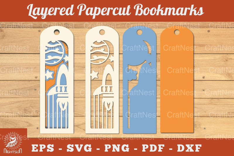 Outer Space Papercut Bookmark SVG Bundle - CraftNest - Digital Crafting and Art