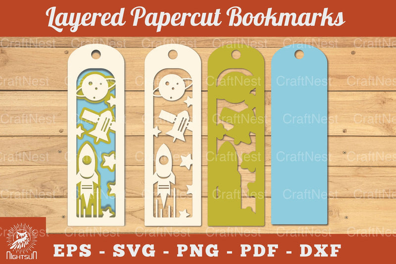 Outer Space Papercut Bookmark SVG Bundle - CraftNest - Digital Crafting and Art