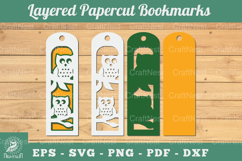 Owl 3D Papercut Bookmarks Clipart Bundle - CraftNest - Digital Crafting and Art