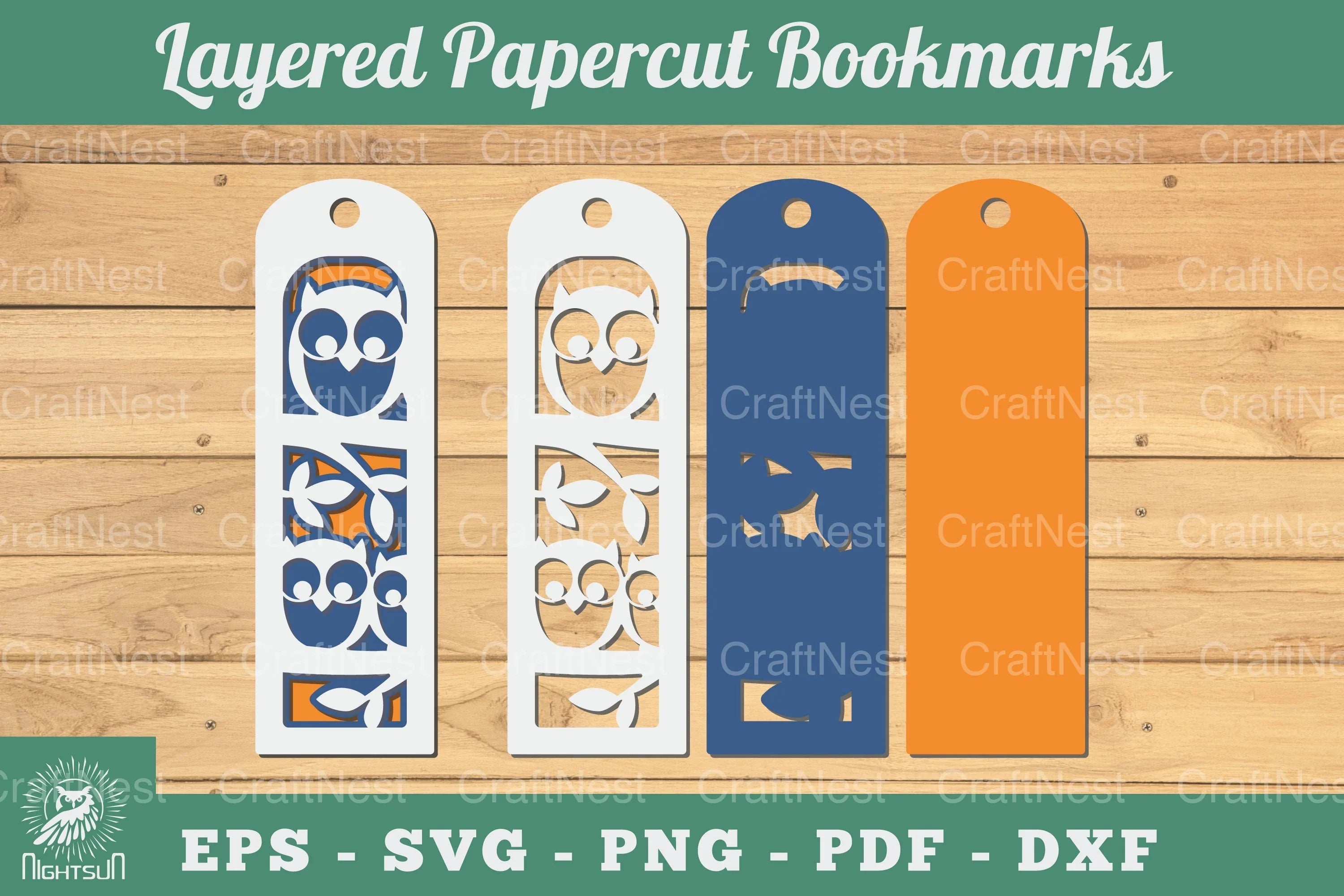 Owl 3D Papercut Bookmarks Clipart Bundle - CraftNest - Digital Crafting and Art