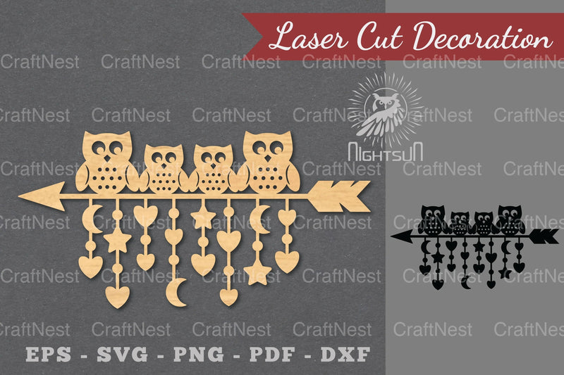 Owl Arrow Laser Cut Decoration Clipart Bundle - CraftNest - Digital Crafting and Art