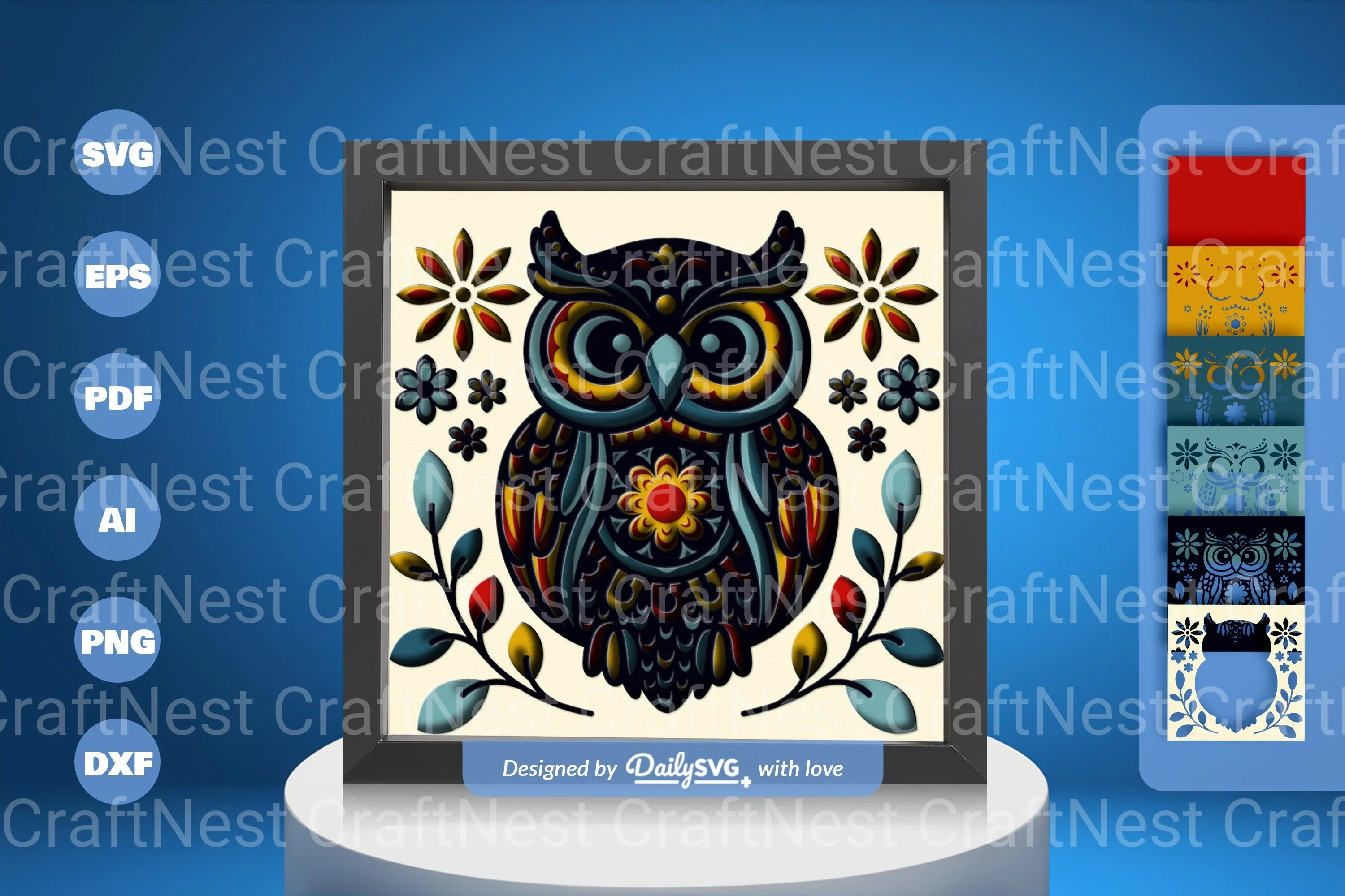 Owl Folk Art Papercut SVG Bundle