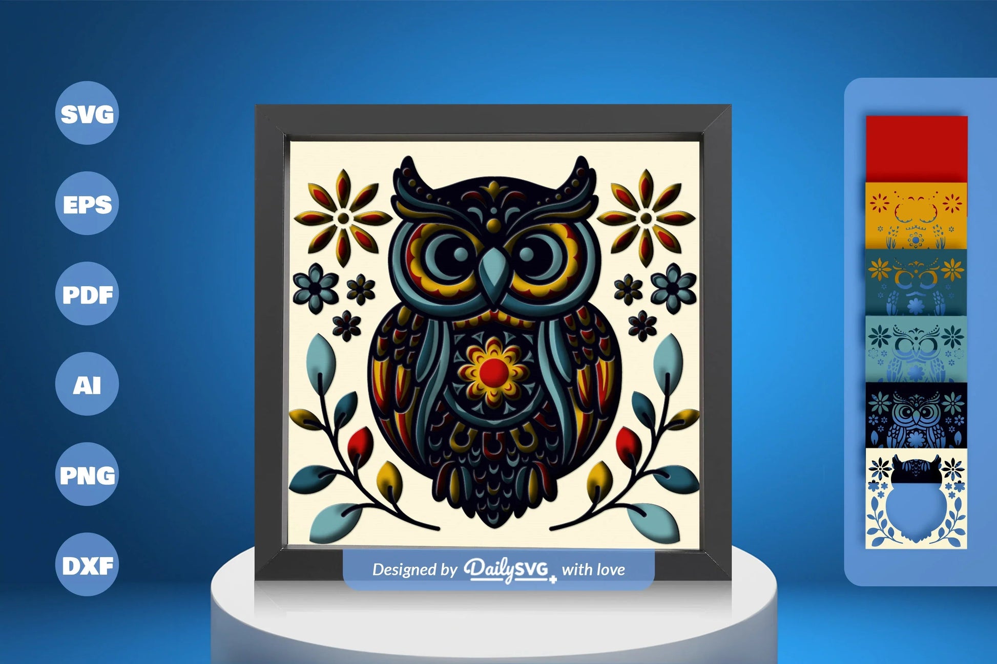 Owl Folk Art Papercut SVG Bundle 4 - CraftNest - Digital Crafting and Art