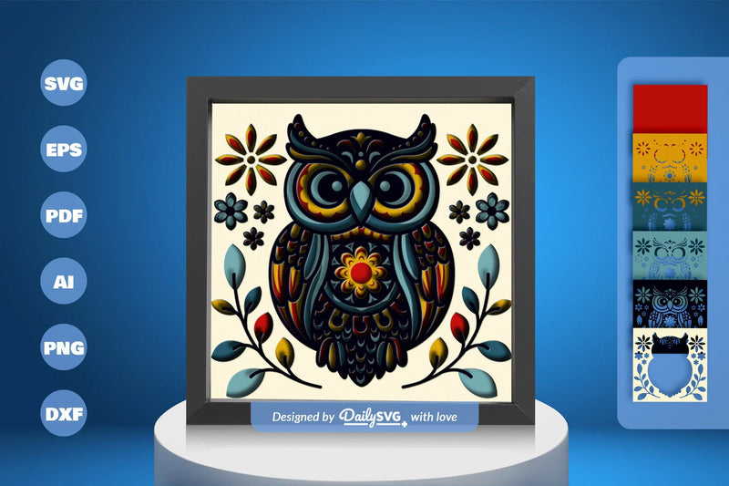 Owl Folk Art Papercut SVG Bundle 4 - CraftNest - Digital Crafting and Art