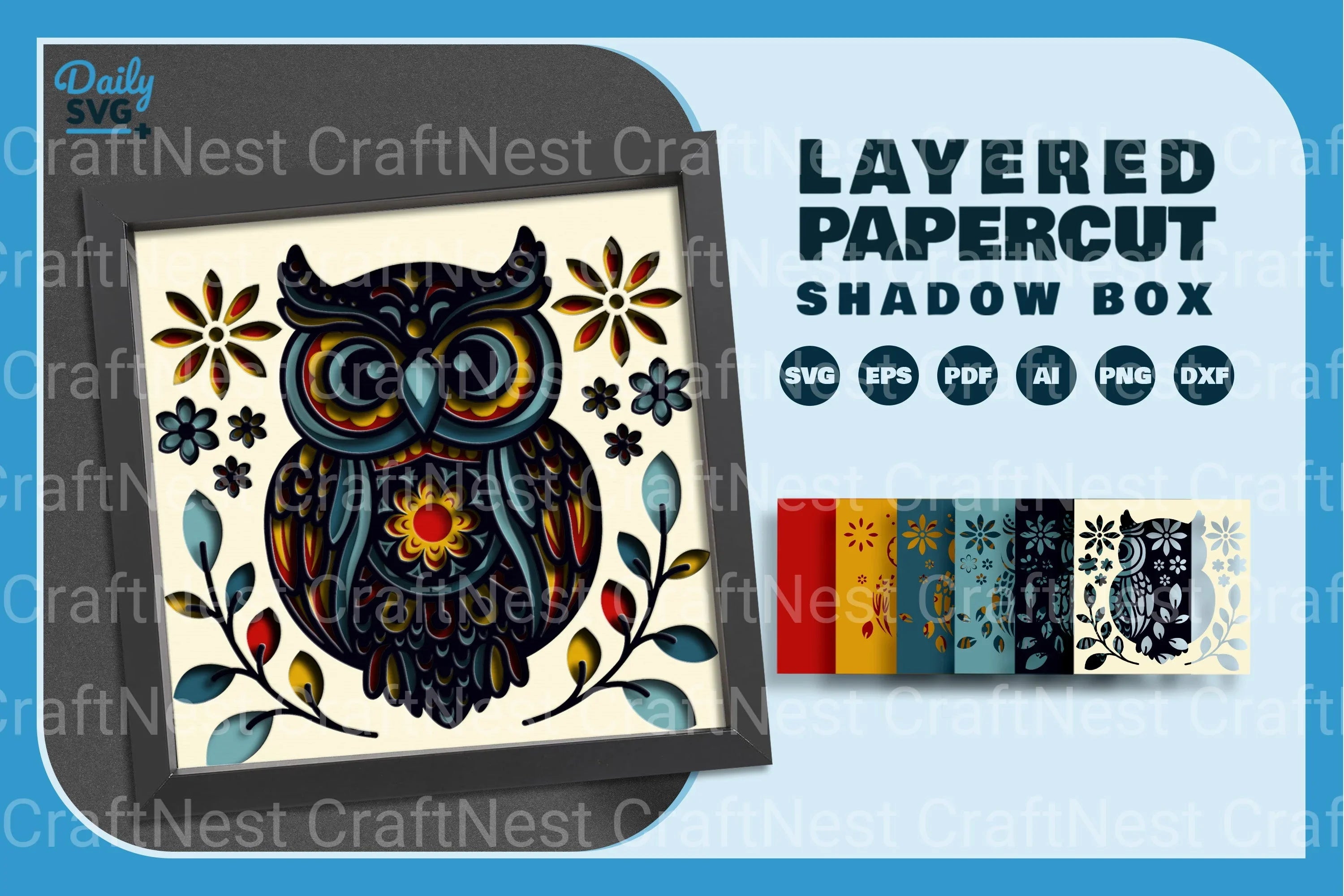 Owl Folk Art Papercut SVG Bundle