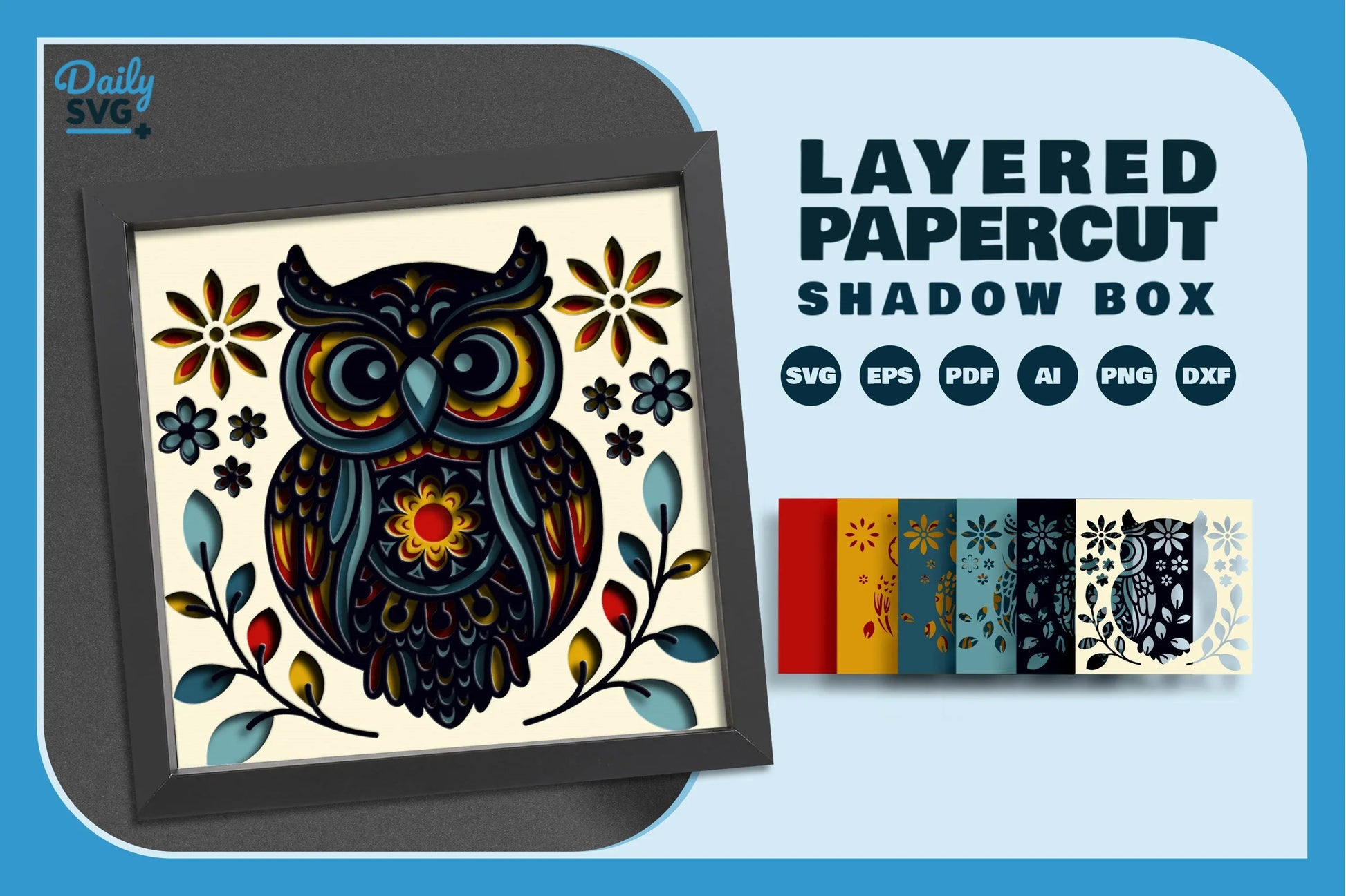 Owl Folk Art Papercut SVG Bundle 4 - CraftNest - Digital Crafting and Art