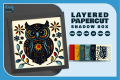 Owl Folk Art Papercut SVG Bundle 4 - CraftNest - Digital Crafting and Art