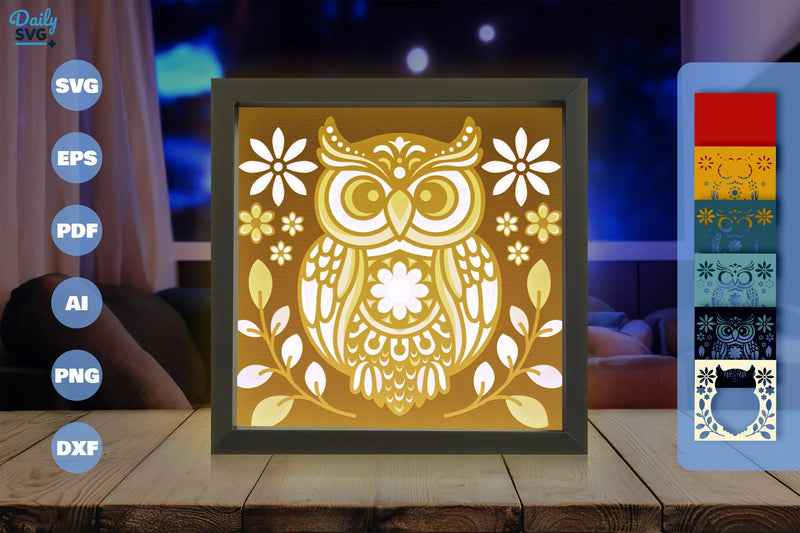 Owl Folk Art Papercut SVG Bundle 4 - CraftNest - Digital Crafting and Art