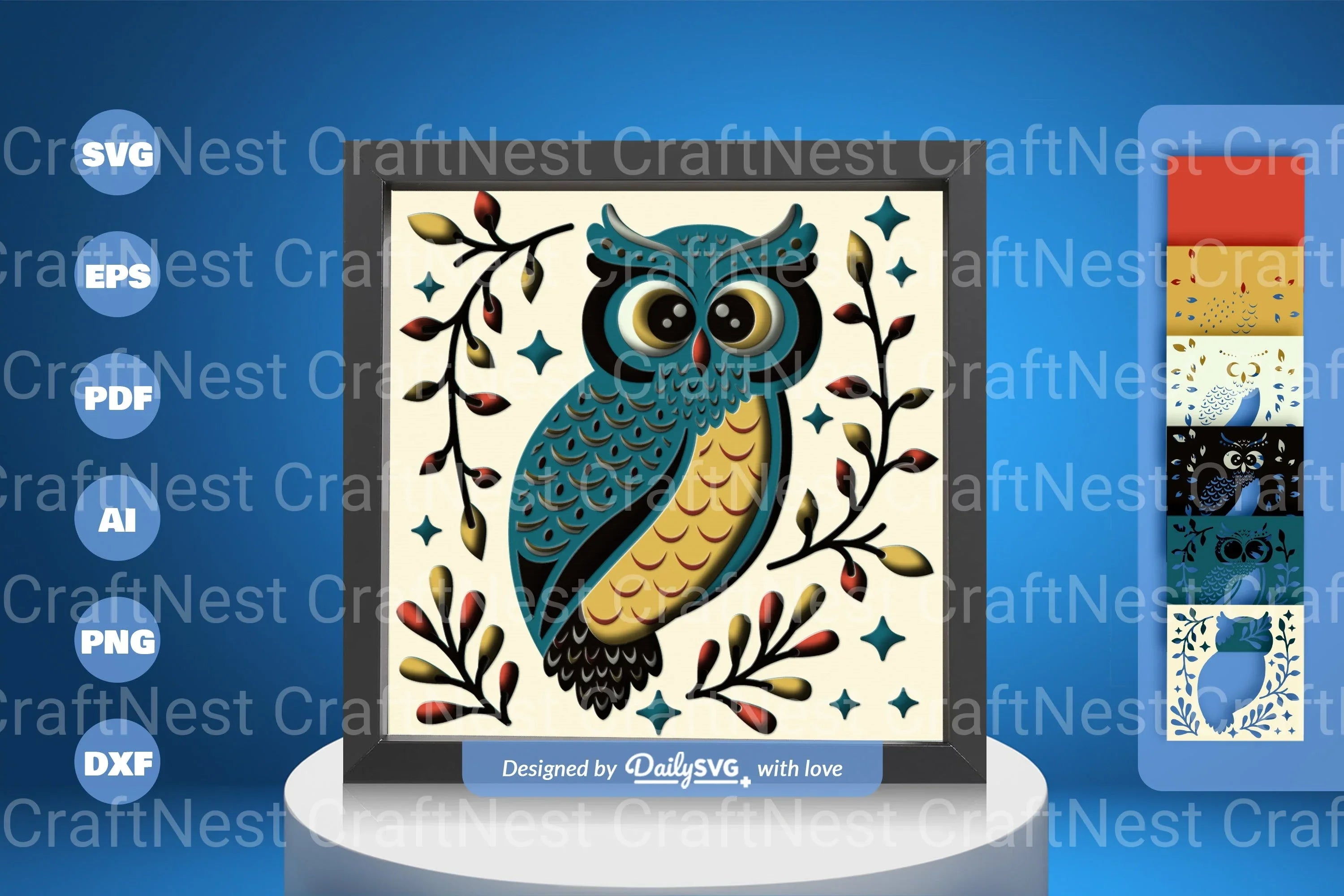Owl Folk Art Papercut SVG Bundle