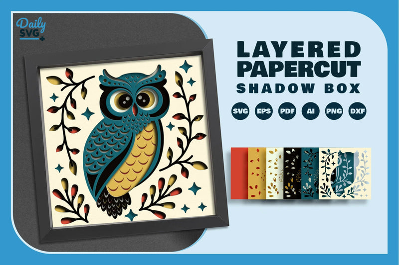 Owl Folk Art Papercut SVG Bundle 2 - CraftNest - Digital Crafting and Art