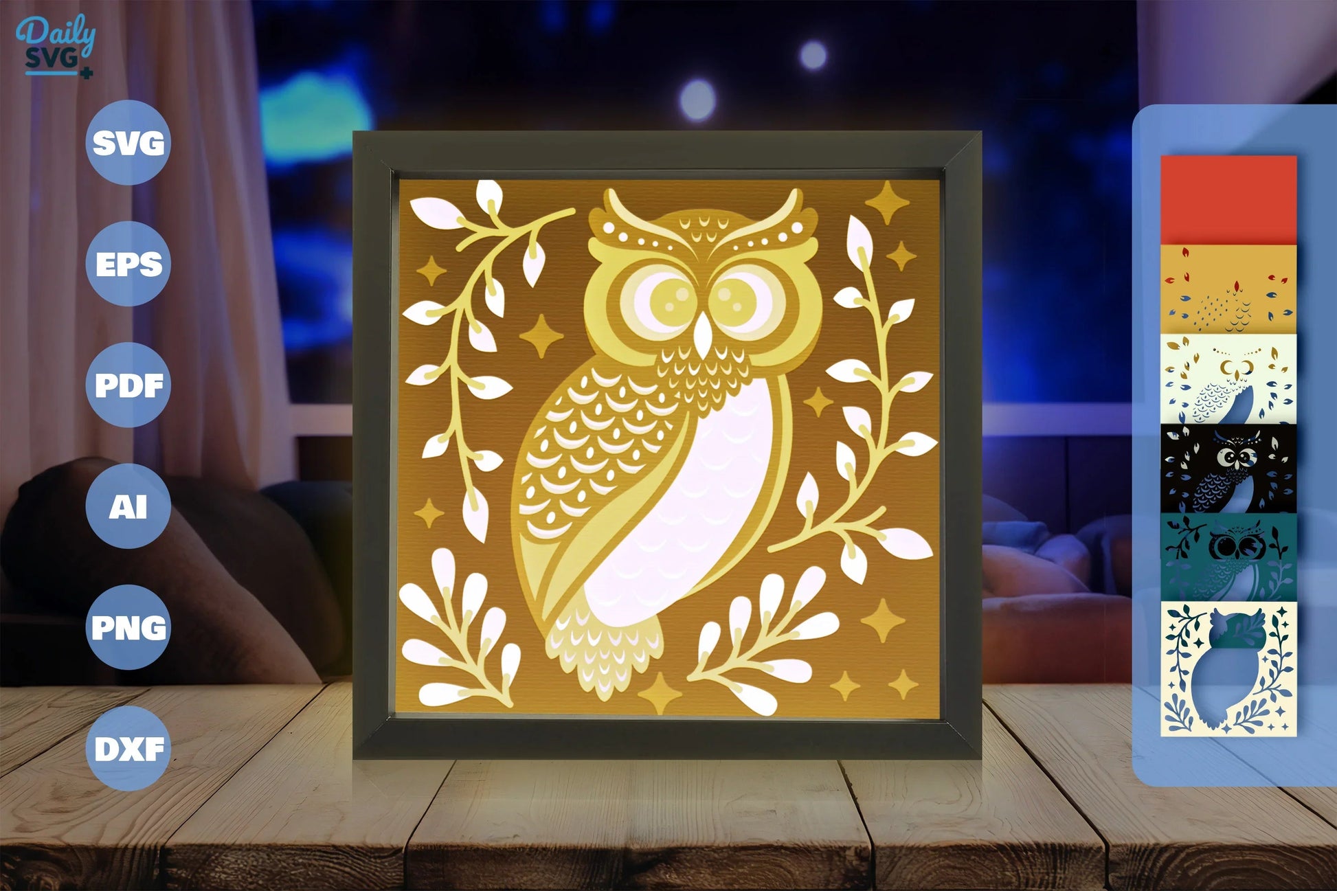 Owl Folk Art Papercut SVG Bundle 2 - CraftNest - Digital Crafting and Art