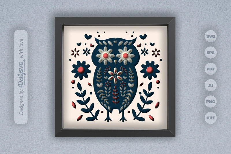 Owl Folk Art Papercut SVG Bundle 3 - CraftNest - Digital Crafting and Art