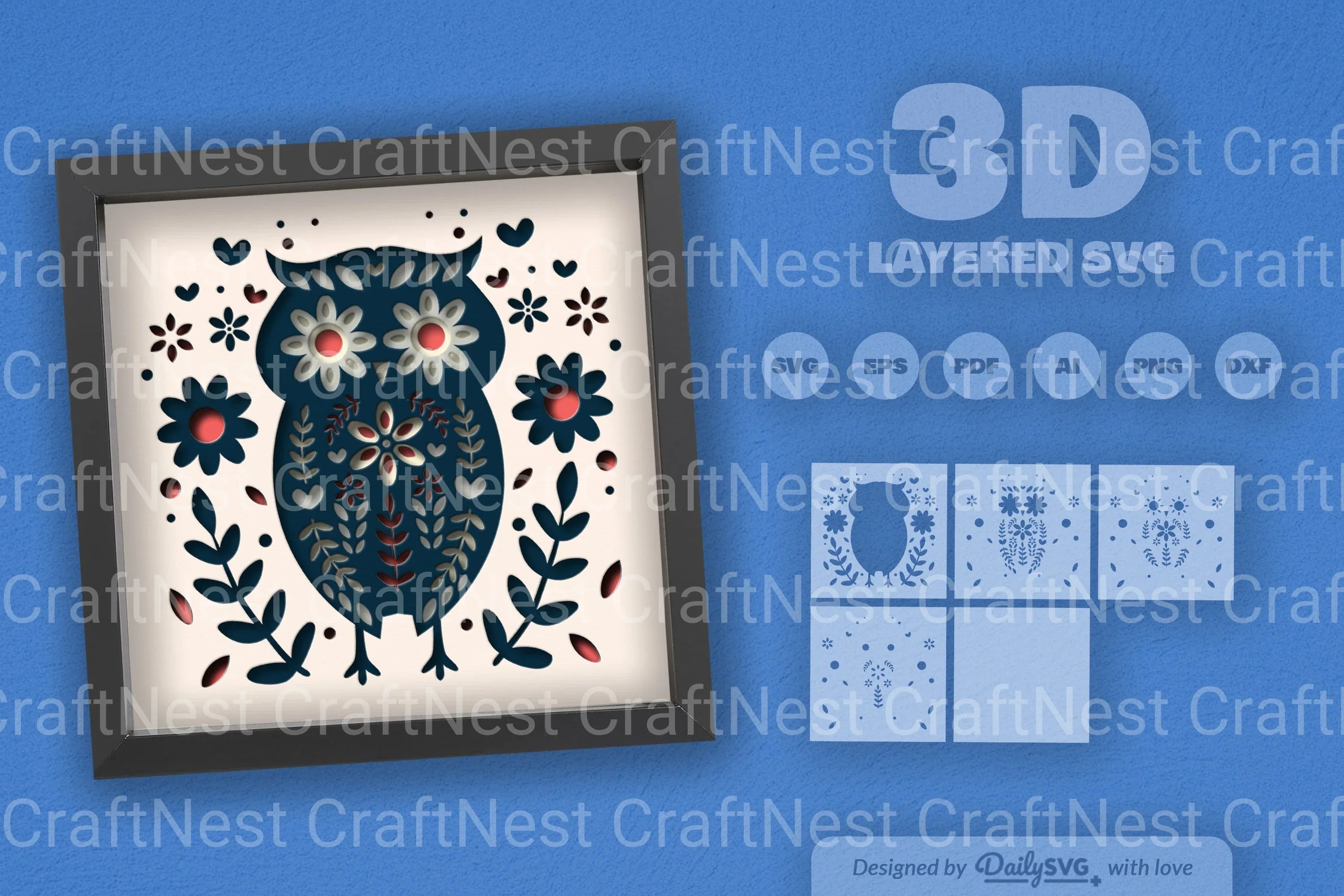 Owl Folk Art Papercut SVG Bundle