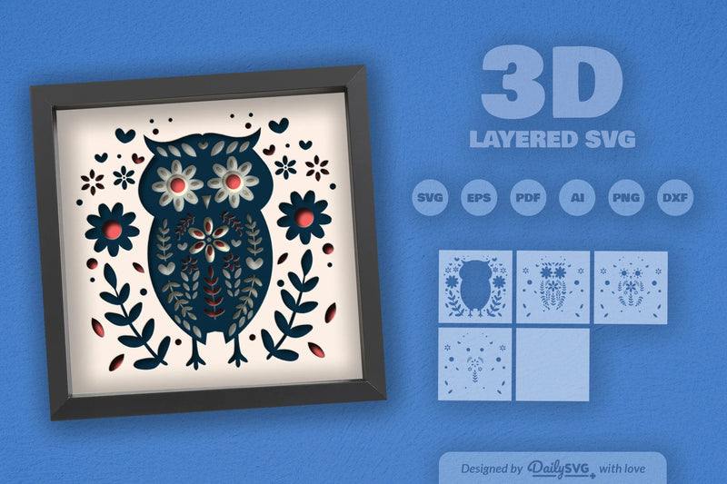 Owl Folk Art Papercut SVG Bundle 3 - CraftNest - Digital Crafting and Art