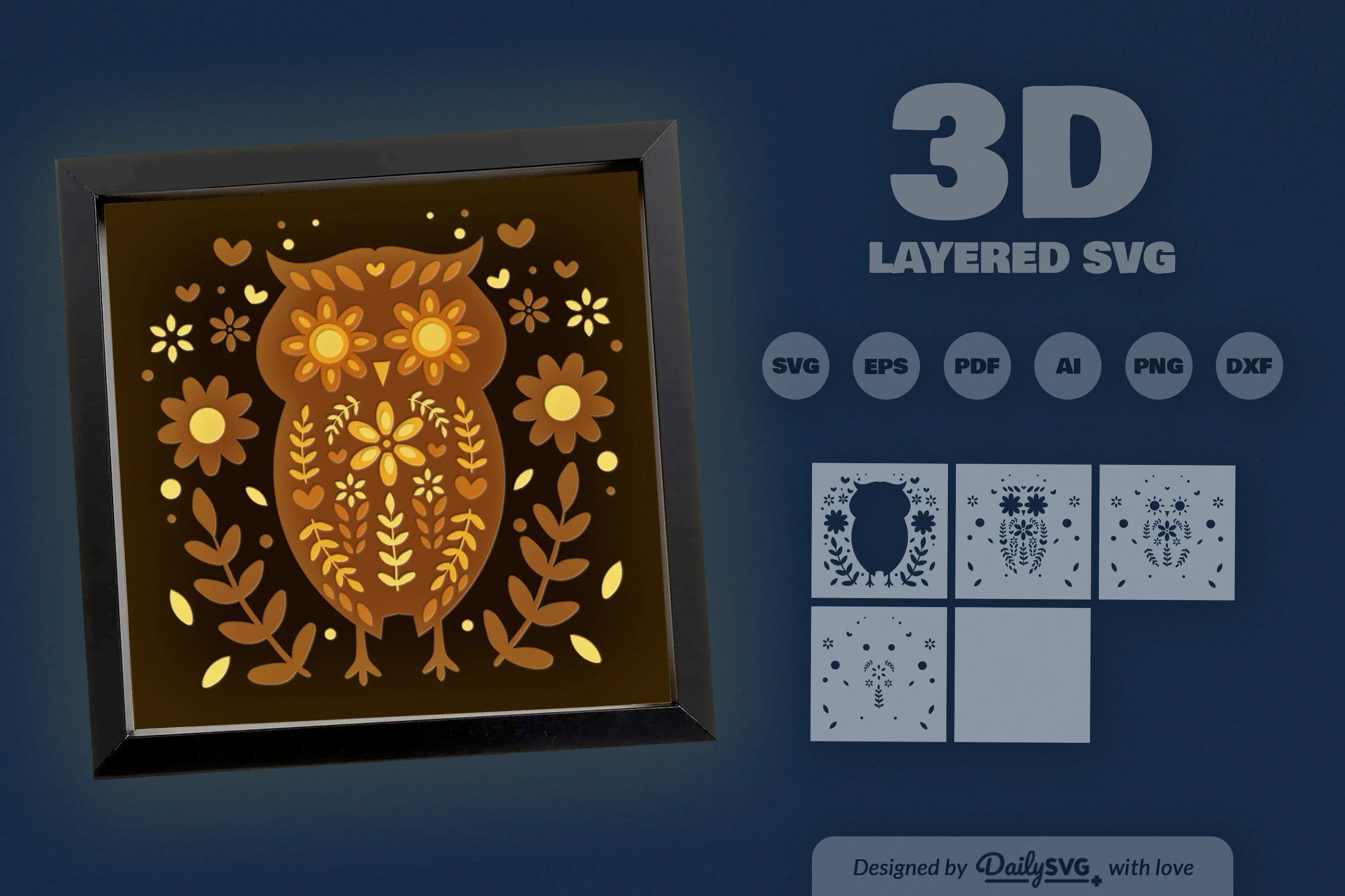 Owl Folk Art Papercut SVG Bundle 3 - CraftNest - Digital Crafting and Art