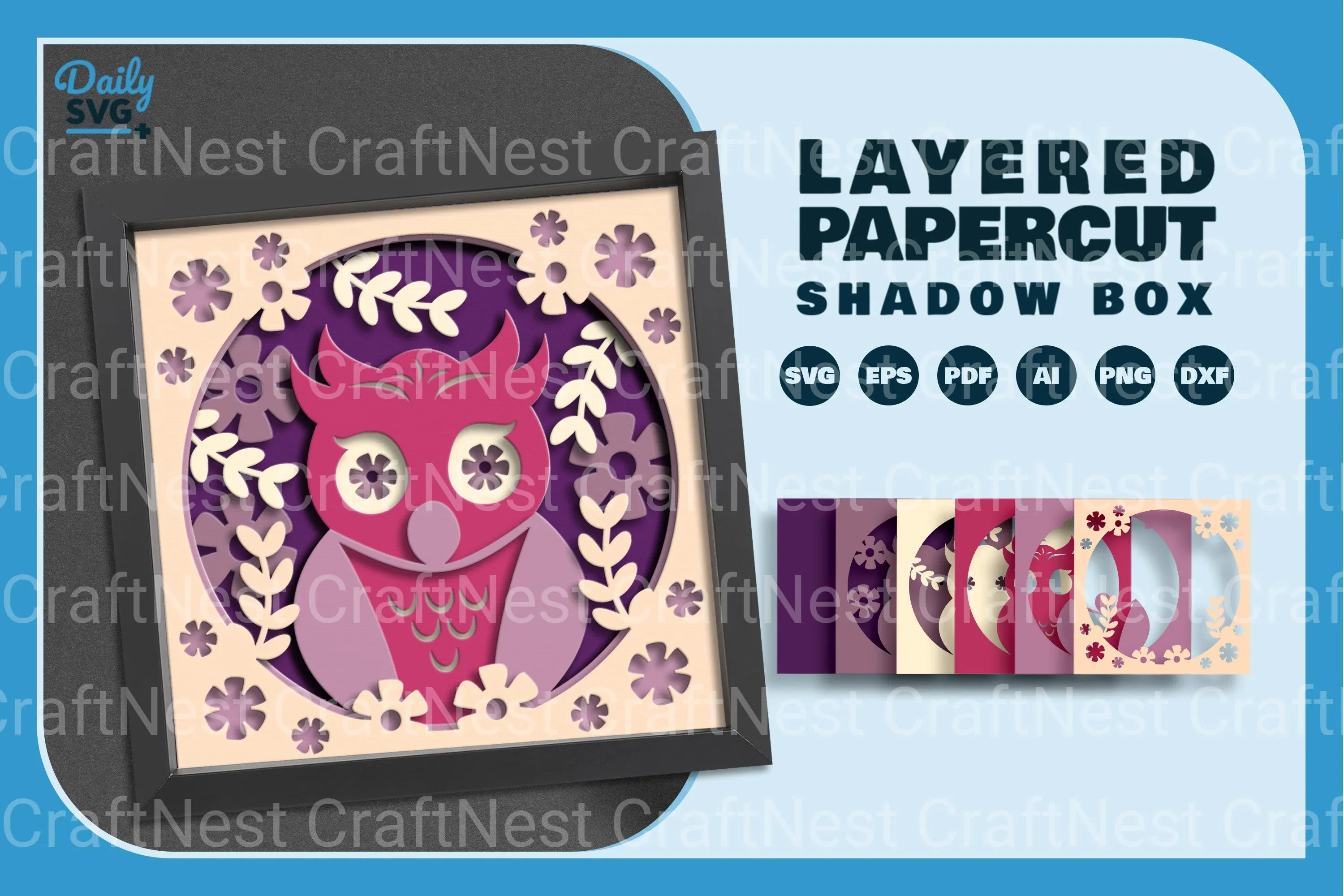 Owl Folk Art Papercut SVG Bundle