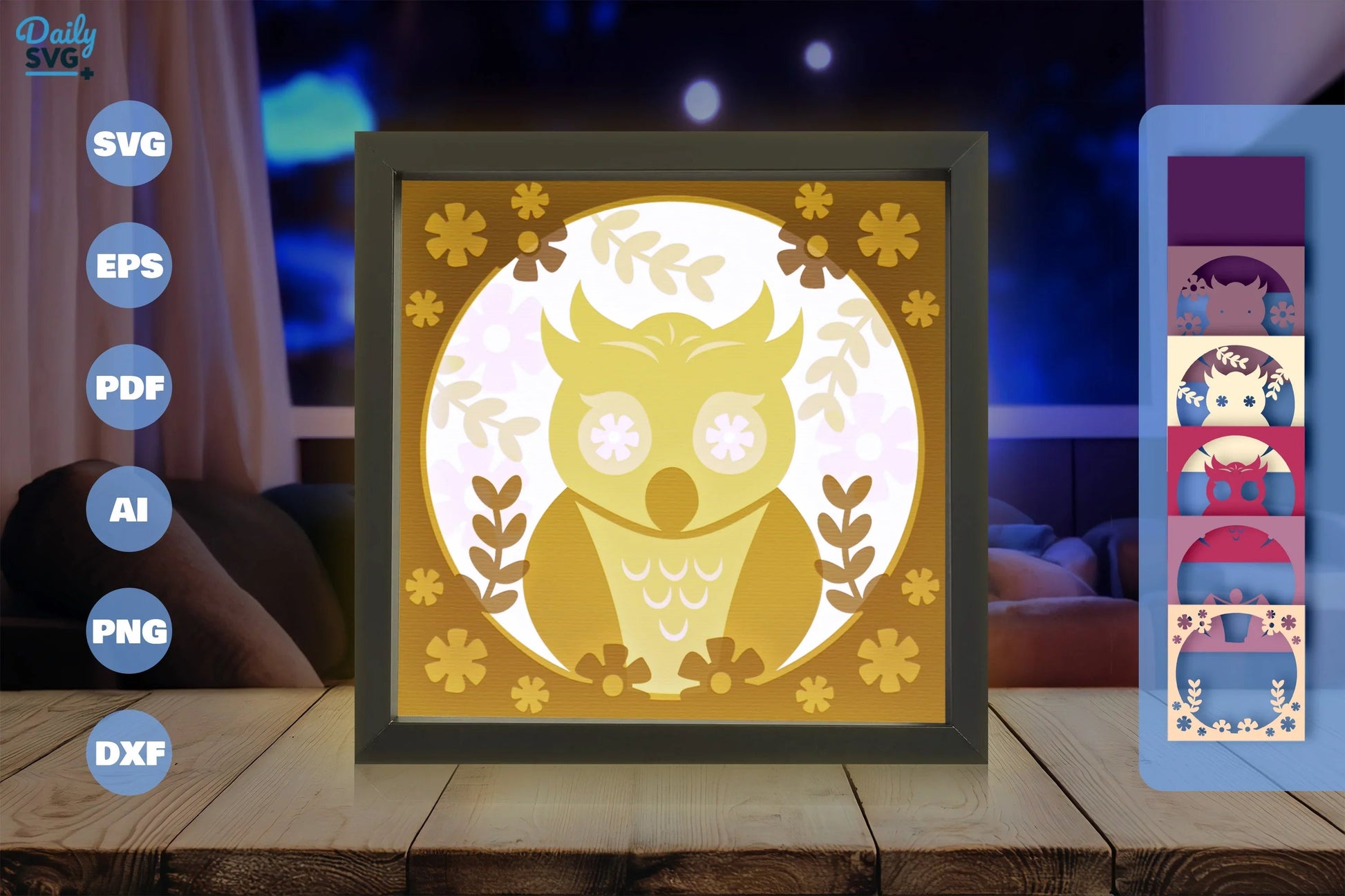 Owl Folk Art Papercut SVG Bundle - CraftNest - Digital Crafting and Art