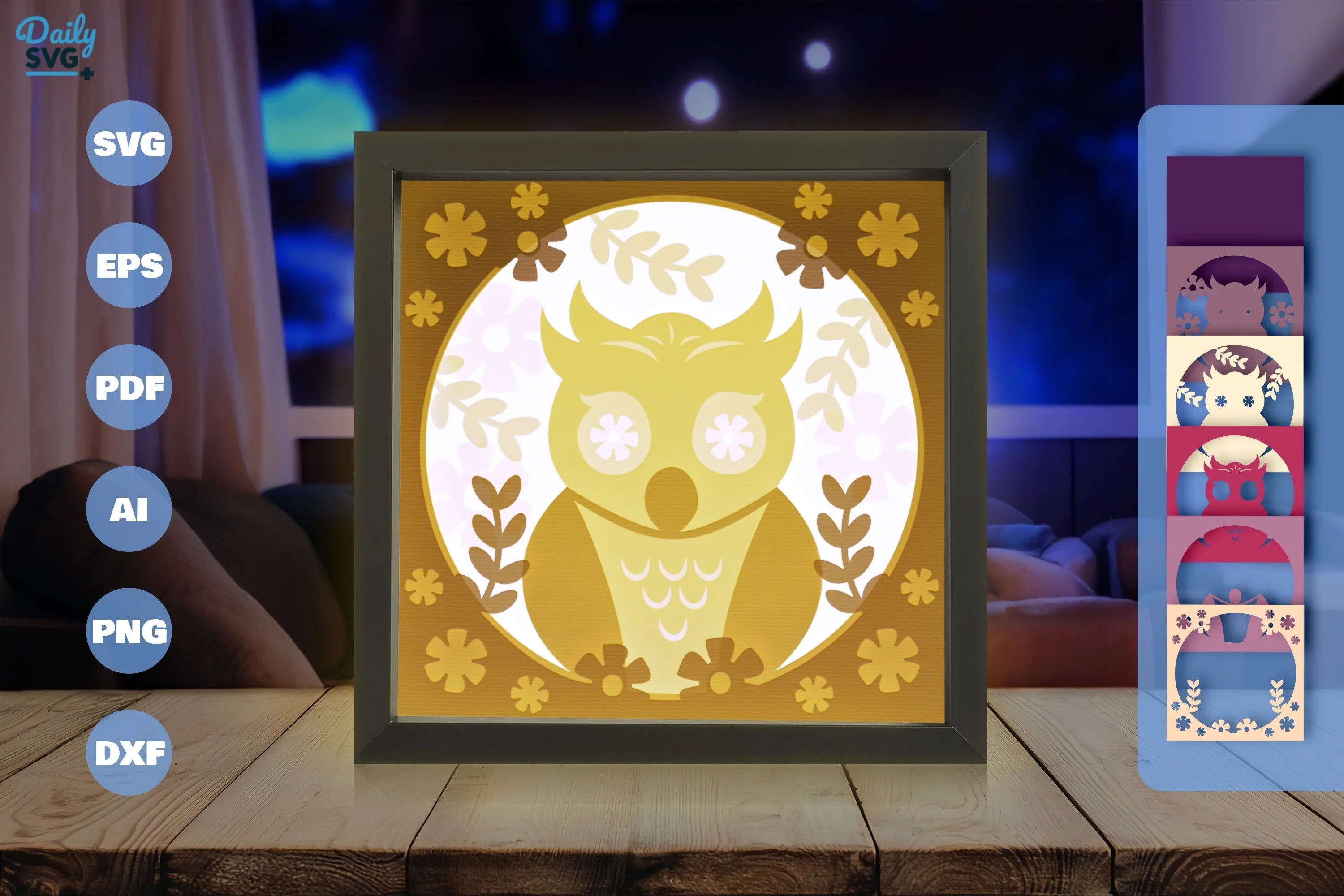 Owl Folk Art Papercut SVG Bundle - CraftNest - Digital Crafting and Art