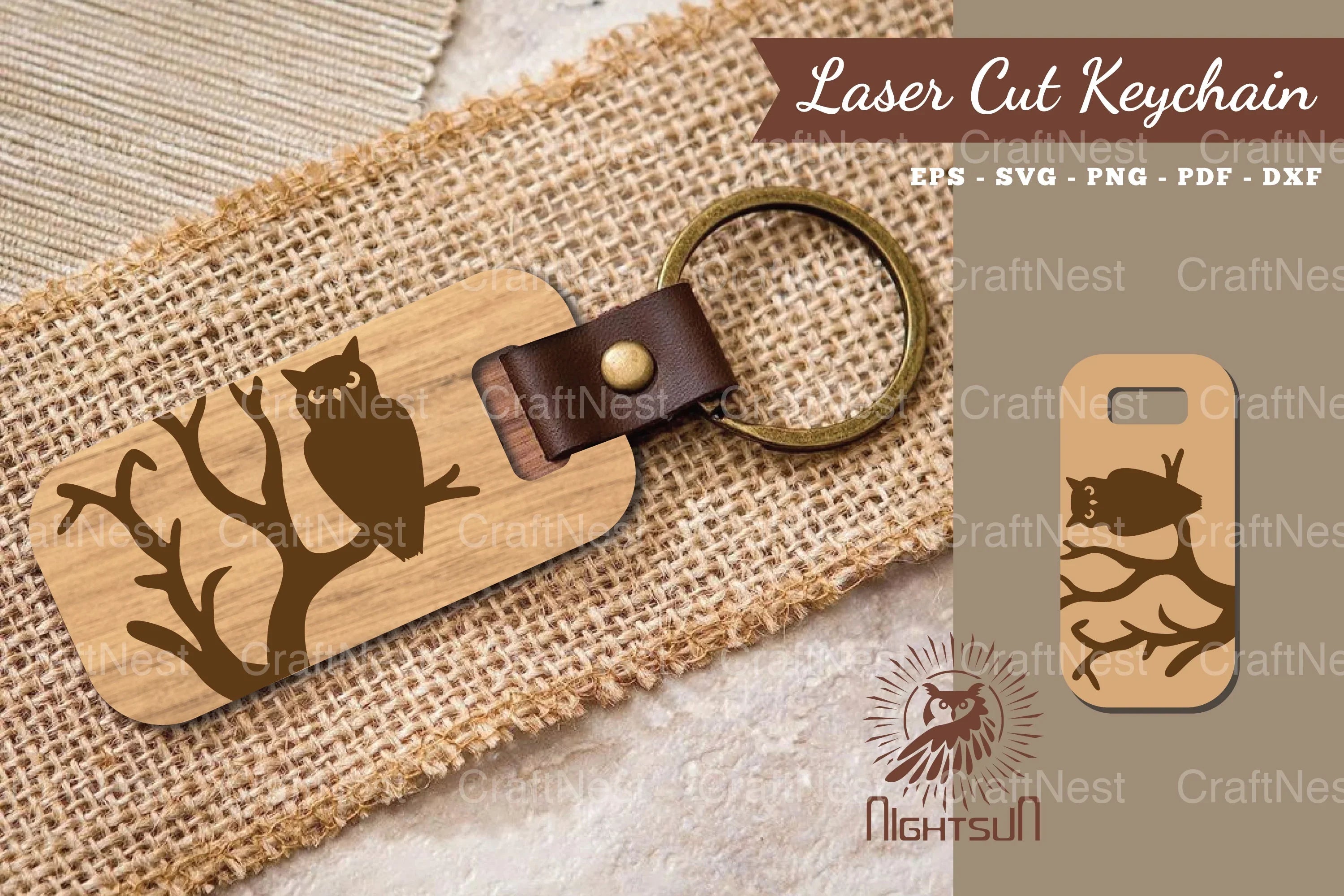 Owl Laser Cut Keychain Design Bundle - CraftNest - Digital Crafting and Art