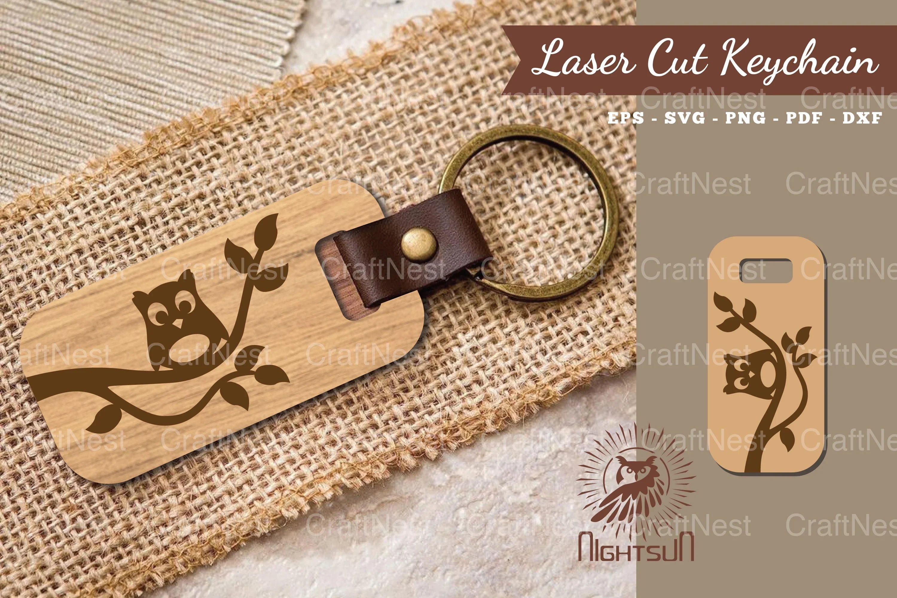 Owl Laser Cut Keychain SVG Bundle - CraftNest - Digital Crafting and Art