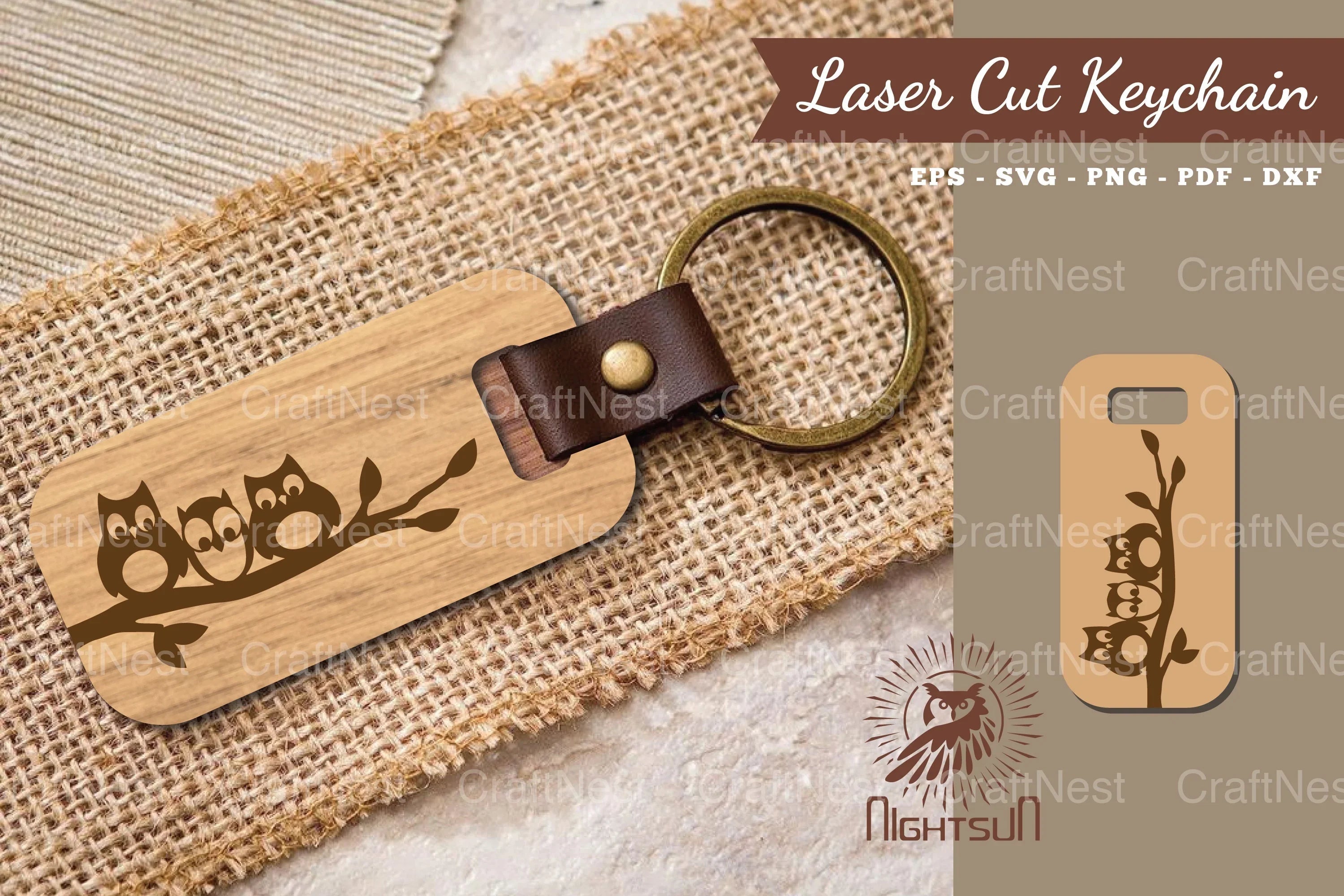 Owl Laser Cut Keychain SVG Bundle - CraftNest - Digital Crafting and Art