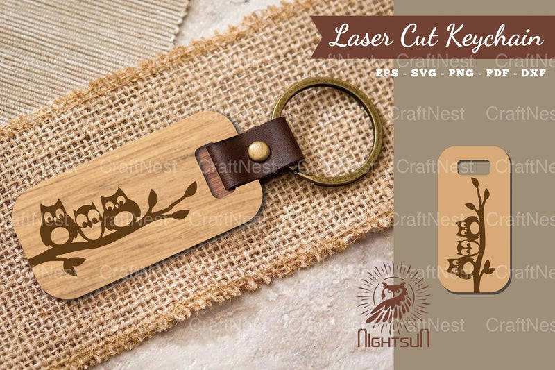 Owl Laser Cut Keychain SVG Bundle - CraftNest - Digital Crafting and Art