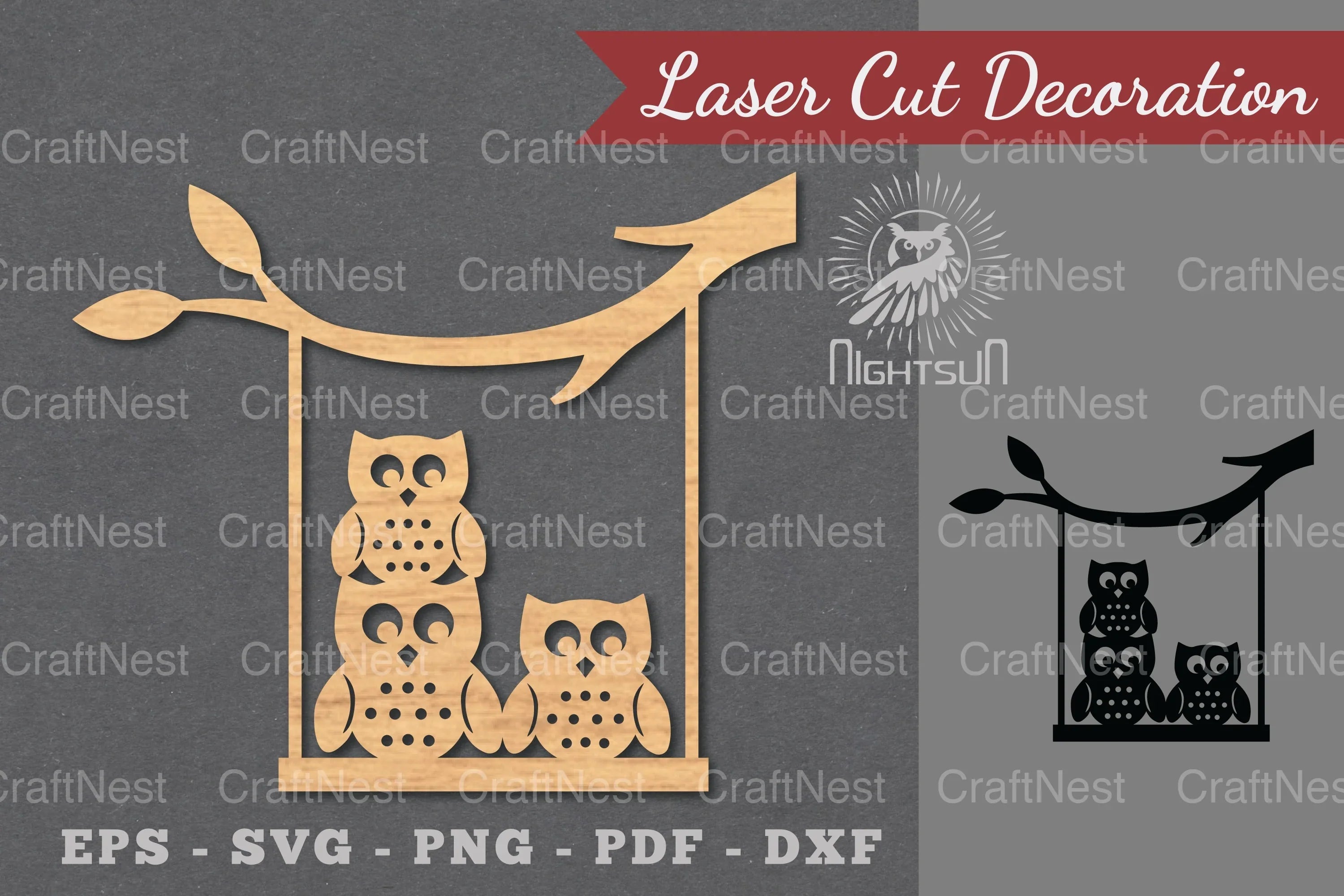 Owl on a Swing Laser Cut Decoration Clipart Bundle - CraftNest - Digital Crafting and Art