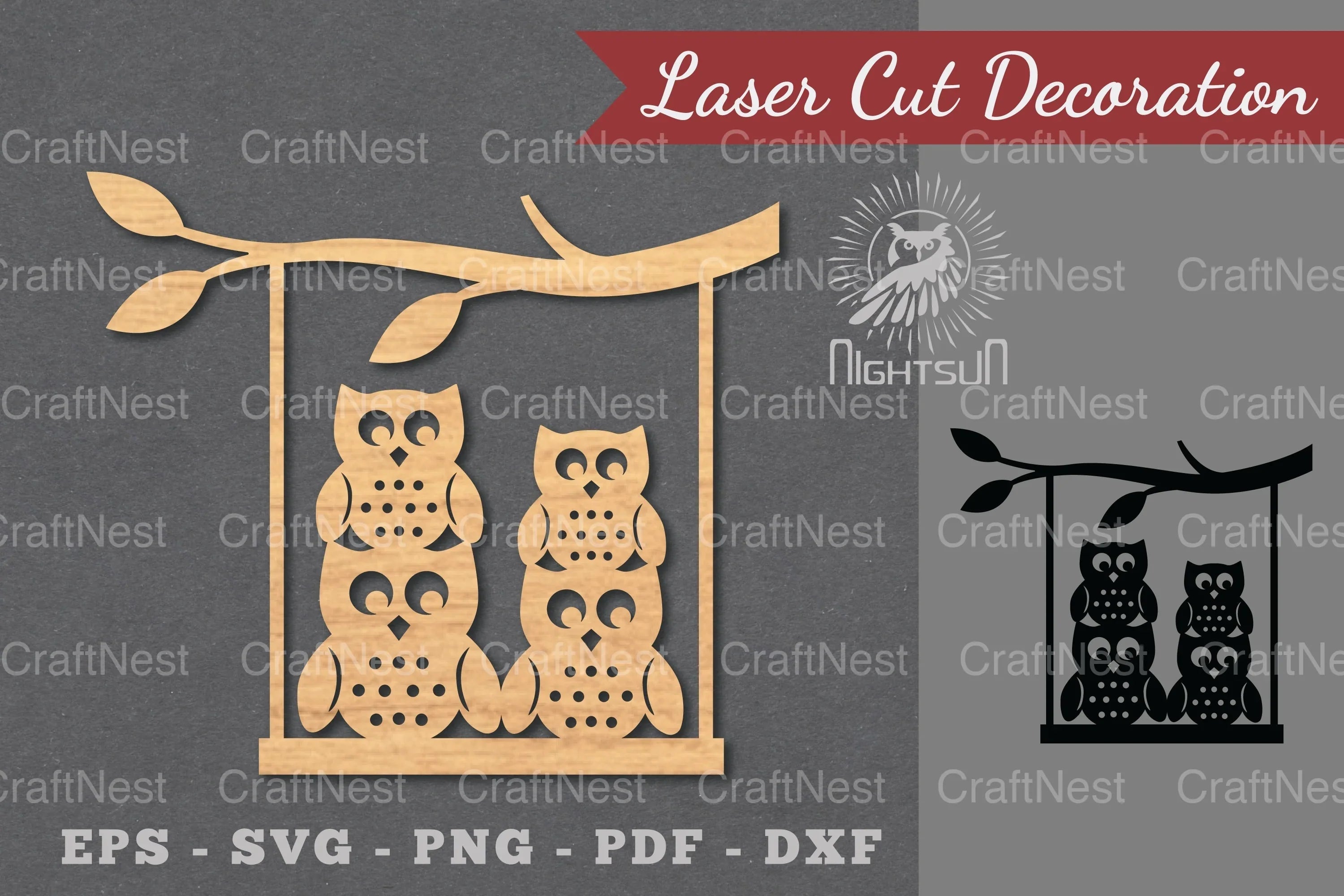 Owl on a Swing Laser Cut Decoration Clipart Bundle - CraftNest - Digital Crafting and Art