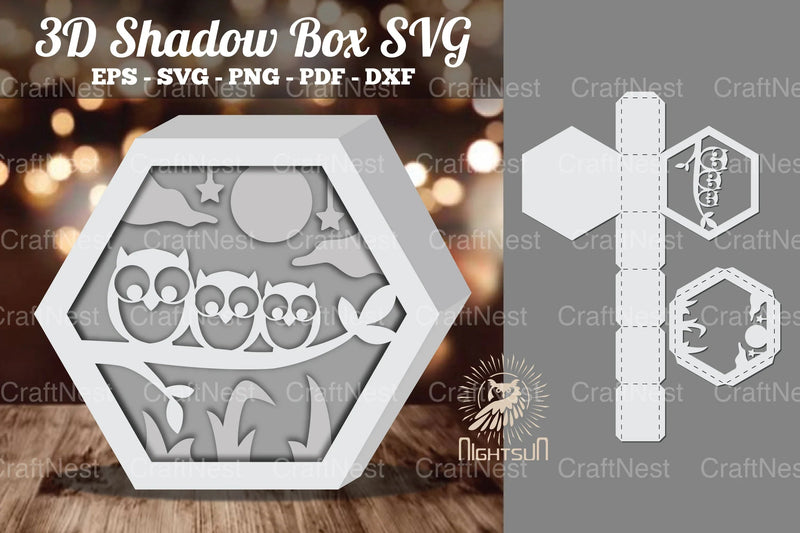 Owl 3D Shadow Box SVG Bundle - CraftNest - Digital Crafting and Art