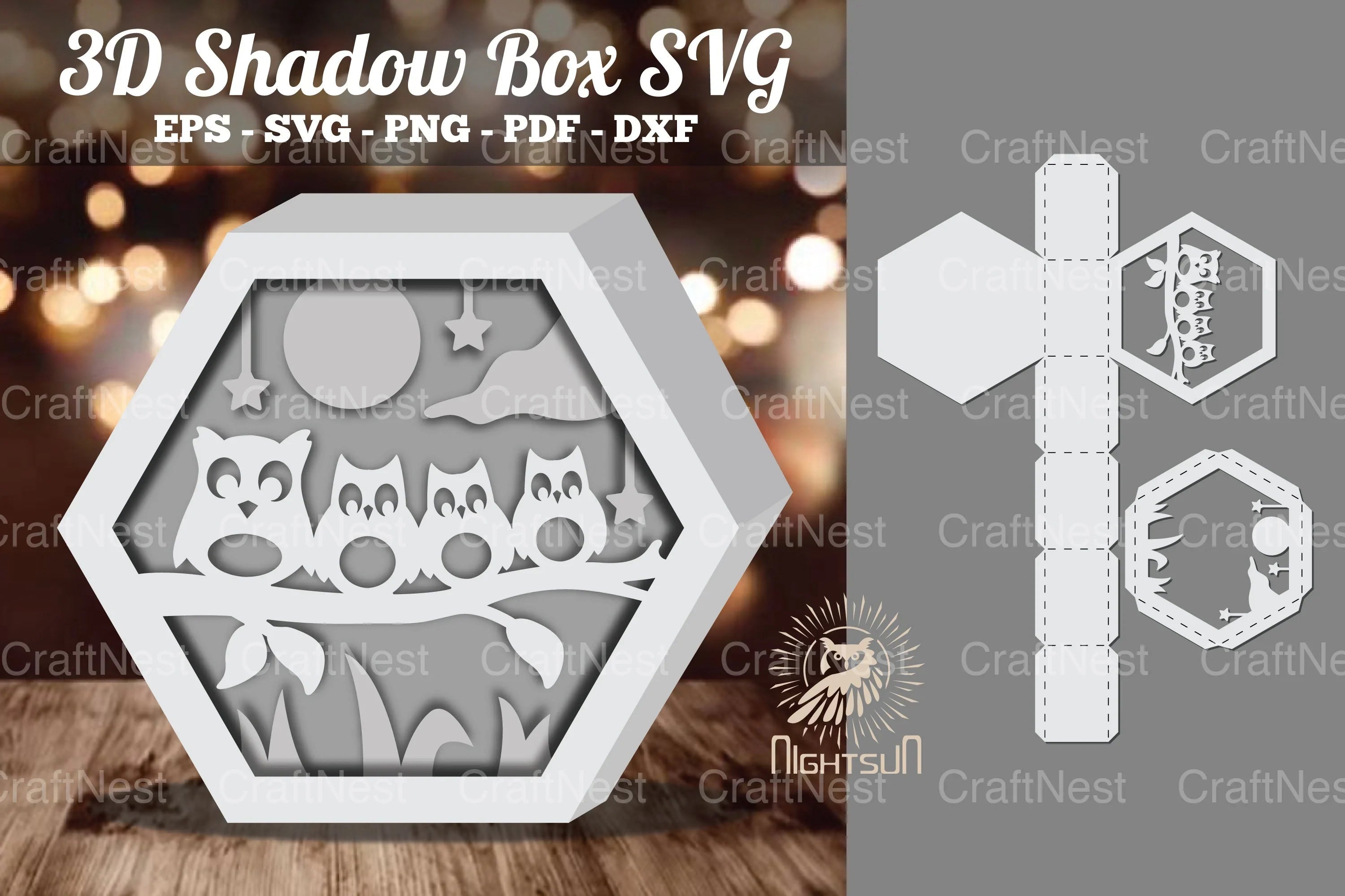 Owl 3D Shadow Box SVG Bundle - CraftNest - Digital Crafting and Art