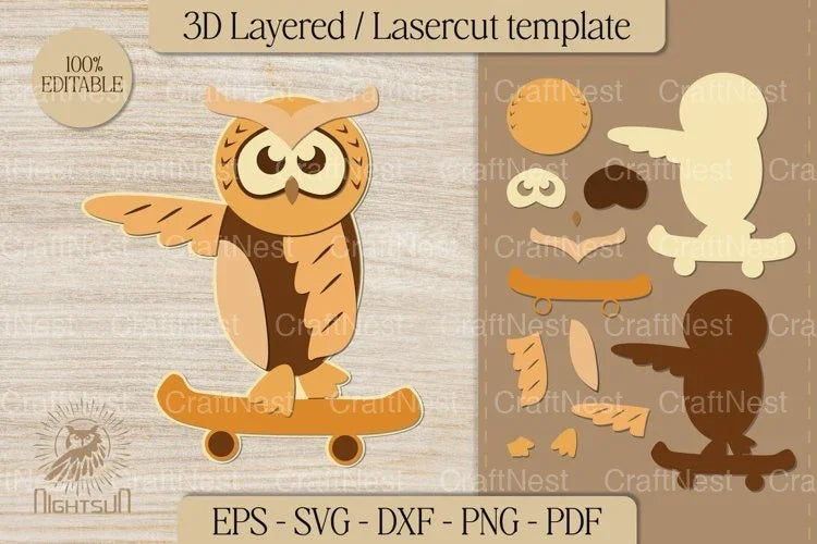 Owl Skateboarding Clipart Bundle - CraftNest - Digital Crafting and Art