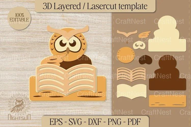Owl Reading a Book Clipart Bundle - CraftNest - Digital Crafting and Art