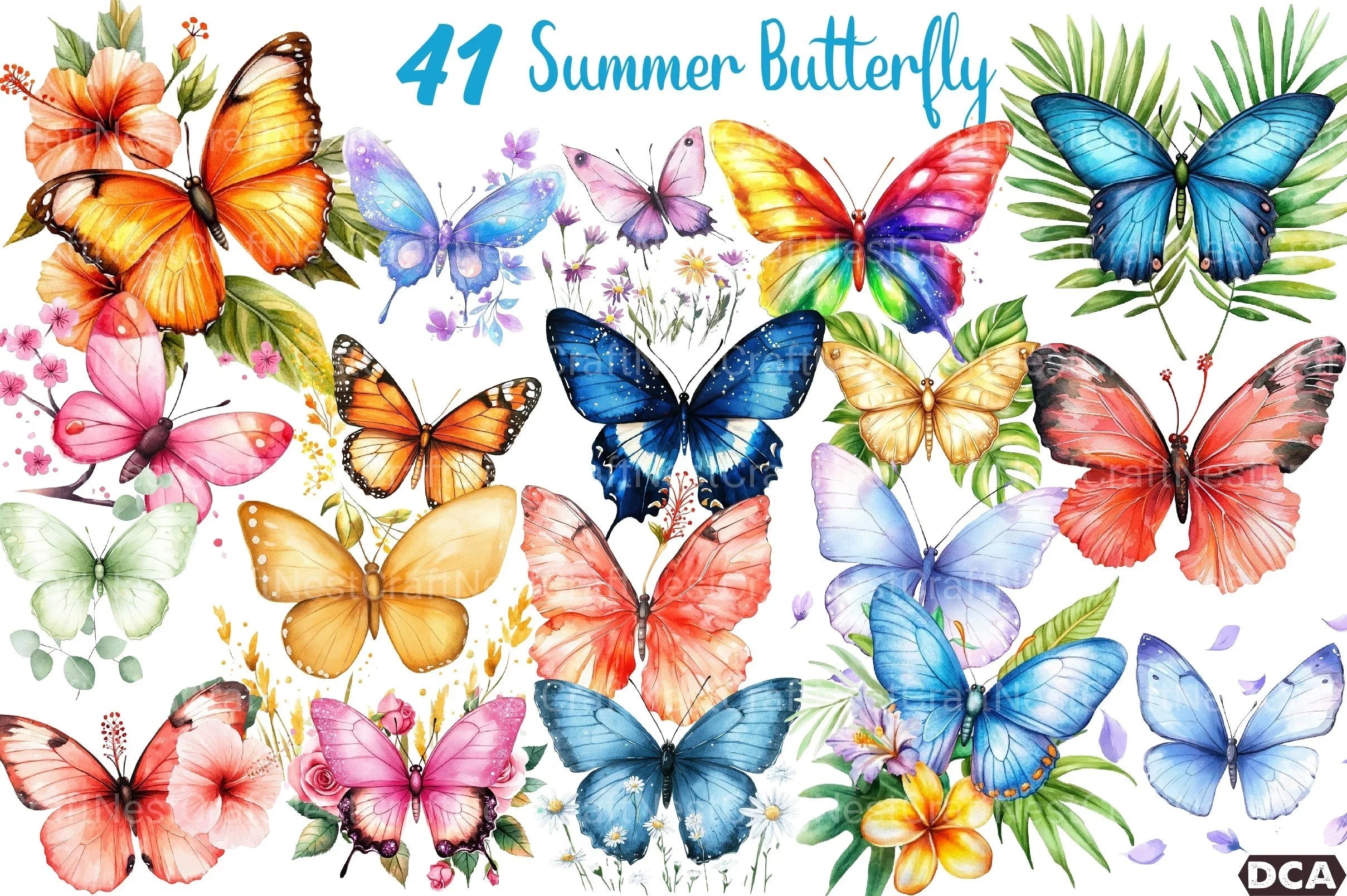Summer Butterfly Clipart Bundle 77 - CraftNest - Digital Crafting and Art
