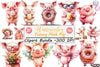 Funny Pink Pig Clipart Bundle