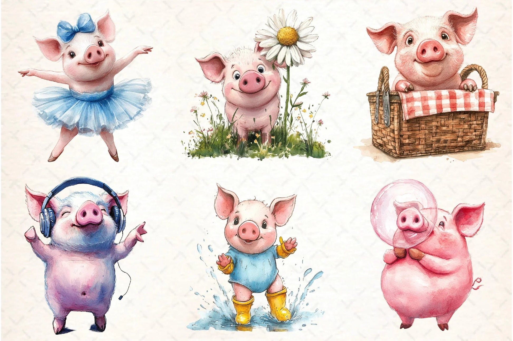 Funny Pink Pig Clipart Bundle - CraftNest - Digital Crafting and Art