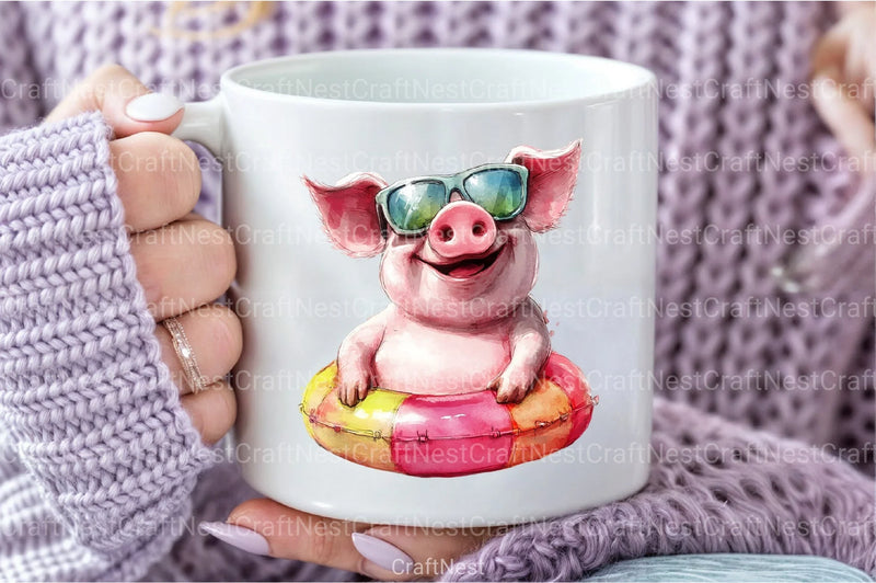 Funny Pink Pig Clipart Bundle - CraftNest - Digital Crafting and Art