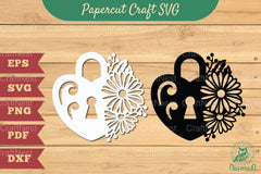 Padlock with Flower Papercut SVG Bundle - CraftNest - Digital Crafting and Art