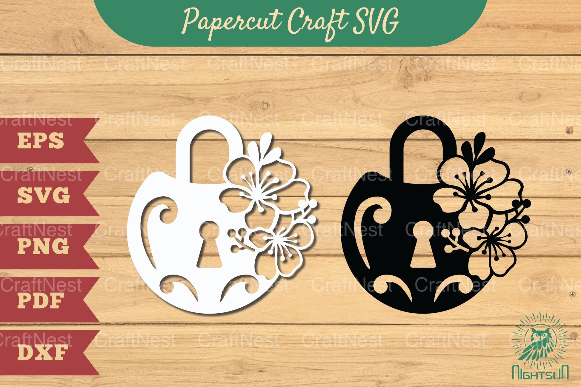 Padlock with Flower Papercut SVG Bundle - CraftNest - Digital Crafting and Art