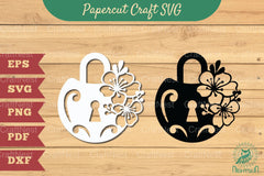Padlock with Flower Papercut SVG Bundle - CraftNest - Digital Crafting and Art
