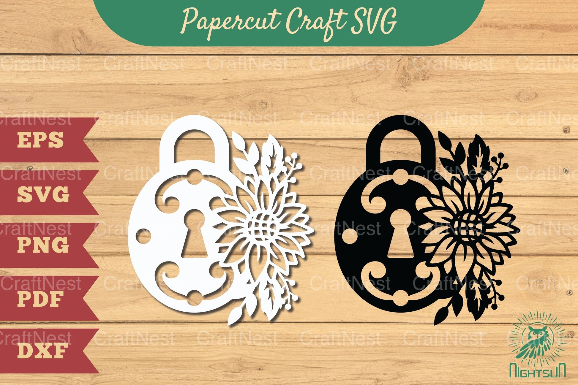 Padlock with Flower Papercut SVG Bundle - CraftNest - Digital Crafting and Art
